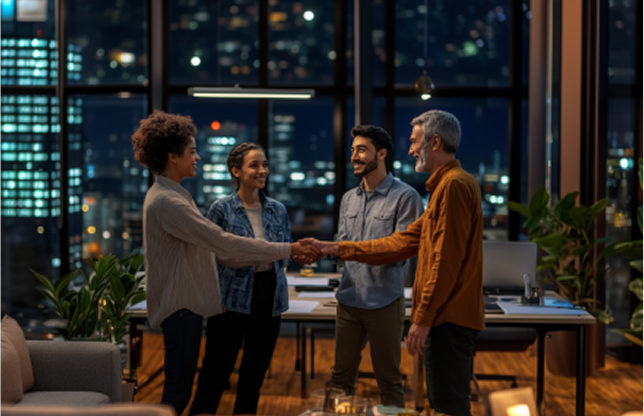 People meeting in office space