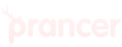 Prancer logo with stylized text and antlers on letter P